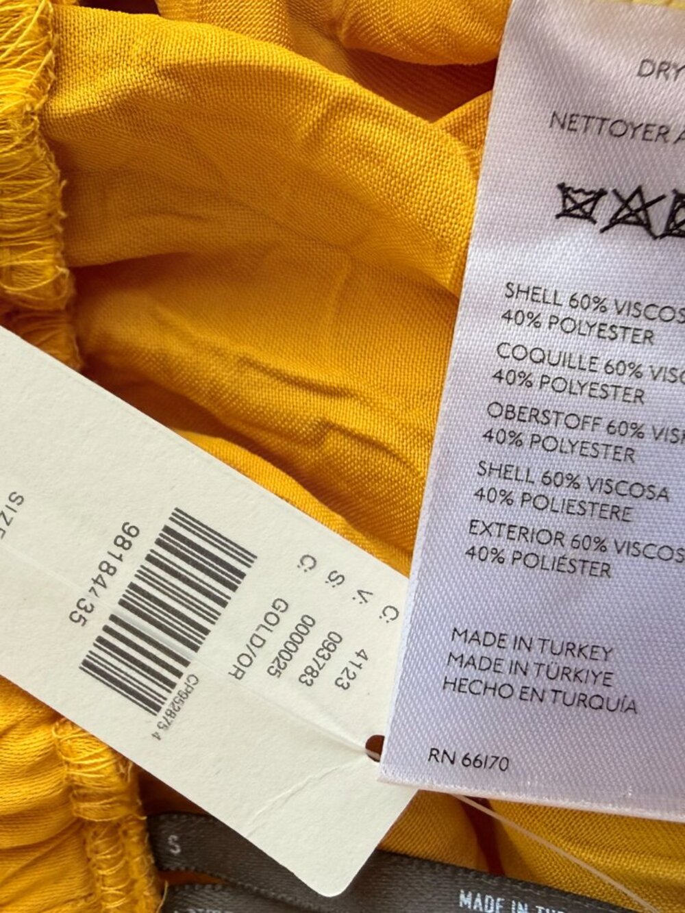 Anthropologie Pants Wide Leg Satin Textured Golden Yellow (S) NWT - Picture 7 of 8